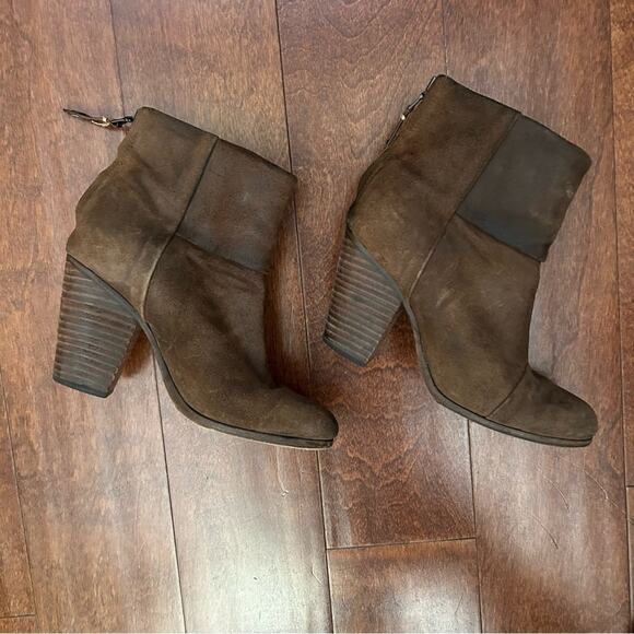 Rag & Bone Women's Distressed Brown Suede Ankle Boots w/ Stacked Heels, Size 6.5 - Picture 3 of 16